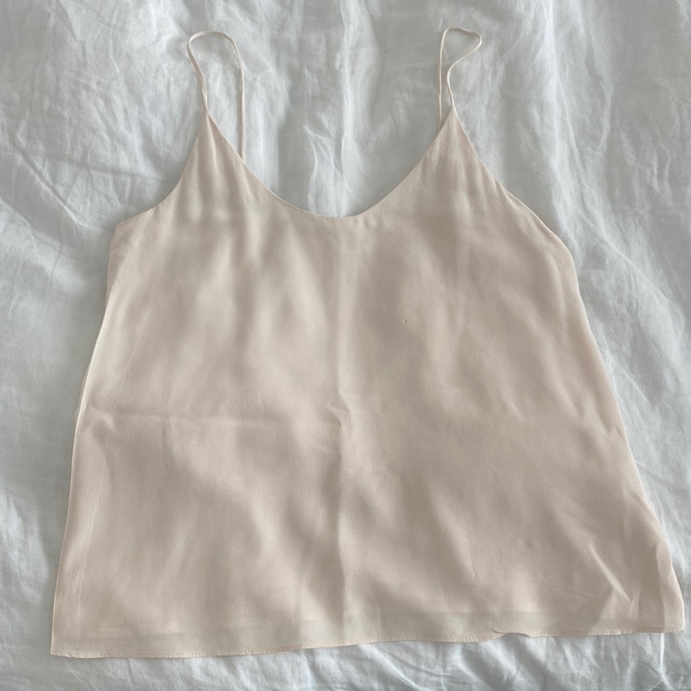 Everlane light pink silk tank top